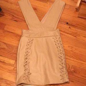 Sexy deep V pink leather dress